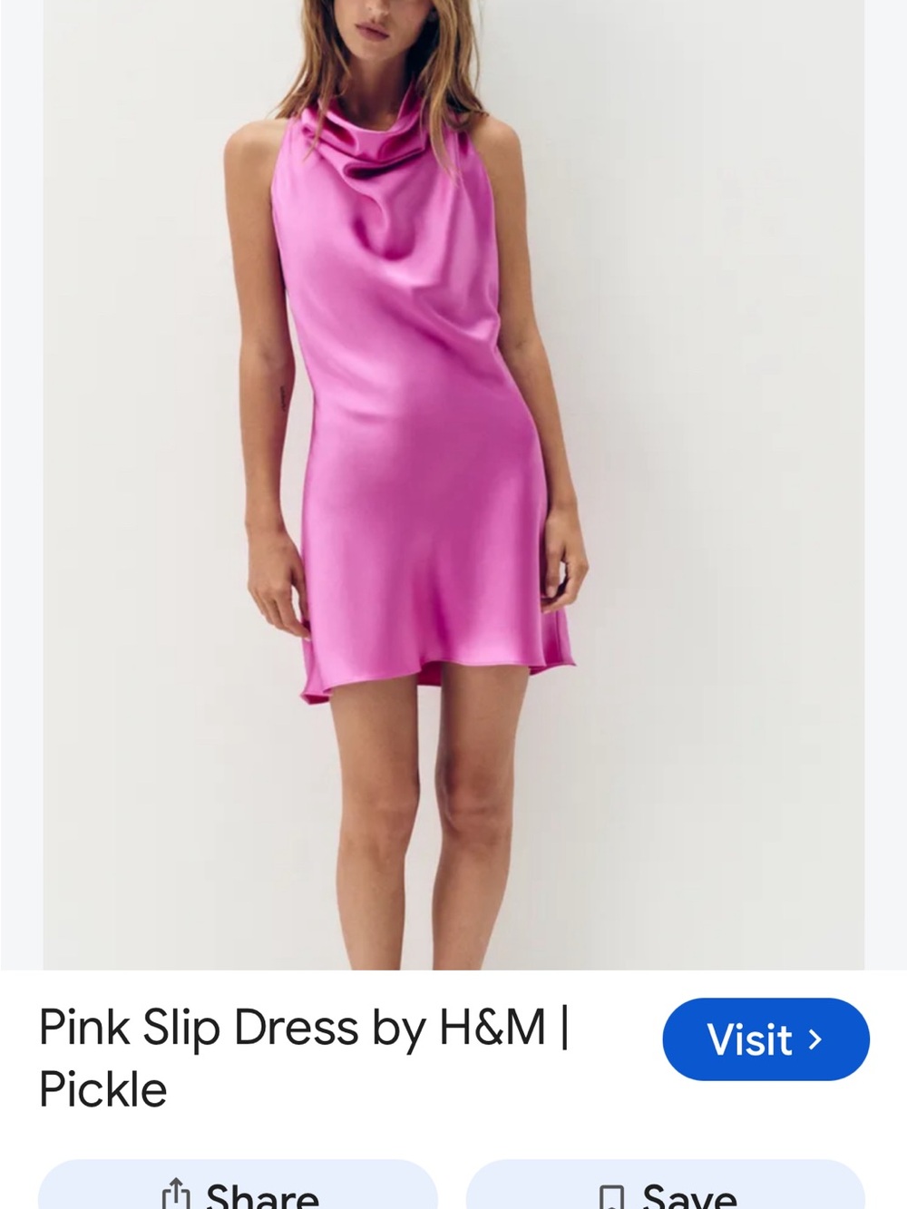 Zara Hot Pink Satin Cowl Neck Mini Dress
